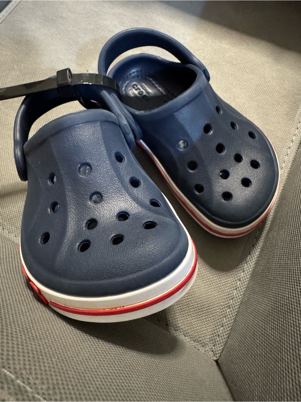 CROCS Kids Navy Clog with Red and White Trim